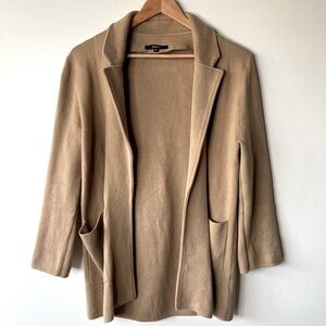 Quince Organic Cotton Knit Tan Open Blazer, S